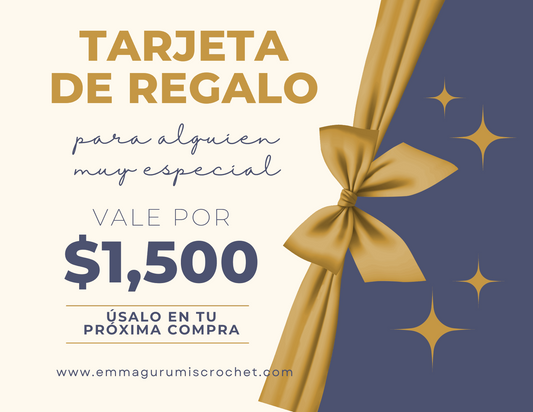 Tarjeta de regalo por $1,500